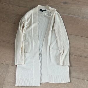 Cashmere Theory Ivory Open-Front Long Knit Cardigan